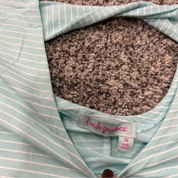 Fresh Produce Womens Dress Size 3x Stripes A-Line Blue Cotton Casual Comfort - Picture 2 of 4